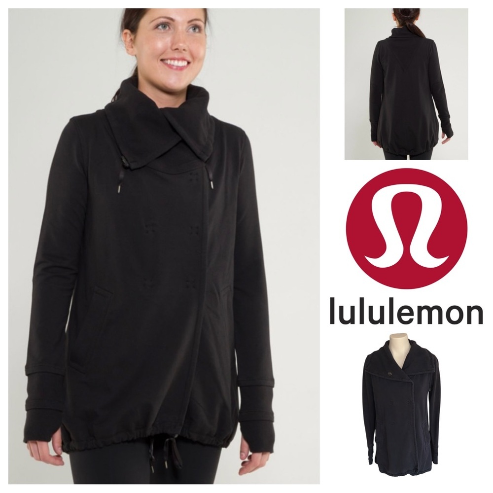 50% OFF MOVING SALE Lululemon Gratitude Wrap Black 6 Cotton Stretch French Terry